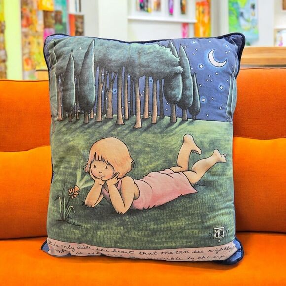 Rare 1983 ME -Mary Engelbreit 15x13" Throw Pillow "It is Only with the Heart..." - Picture 1 of 11